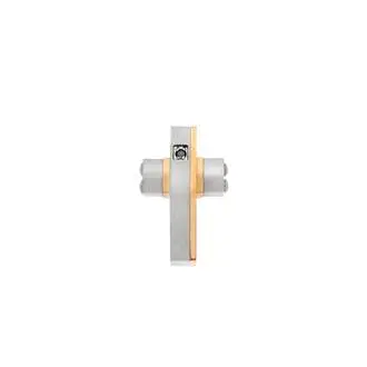Κολιέ Senza Men&#039;s Steel, Δίχρωμος Σταυρός από Ατσάλι, με μαύρη πέτρα
