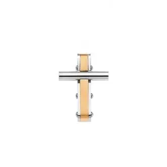 Κολιέ Senza Men&#039;s Steel, Δίχρωμος Σταυρός από Ατσάλι
