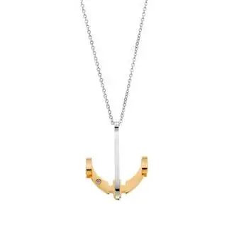 Μοτίφ Senza Men&#039;s Steel, Δίχρωμη Άγκυρα με λευκή πέτρα από ατσάλι