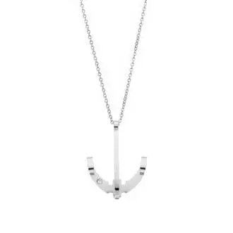 Μοτίφ Senza Men&#039;s Steel, Άγκυρα με λευκή πέτρα από ατσάλι