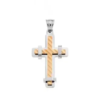 Μοτίφ Senza Men&#039;s Steel, Δίχρωμος Σταυρός από ατσάλι