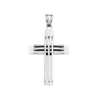 Μοτίφ Senza Men&#039;s Steel, Σταυρός με γραμμές από ατσάλι