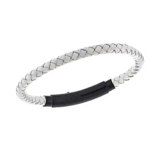 Βραχιόλι Senza Men&#039;s Steel White Leather Strap