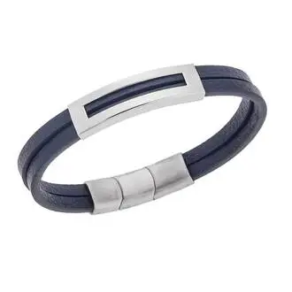 Βραχιόλι Senza Men&#039;s Steel Blue Leather Strap