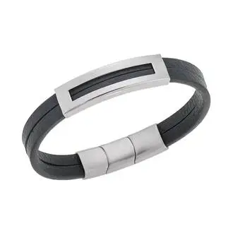 Βραχιόλι Senza Men&#039;s Steel Green Leather Strap