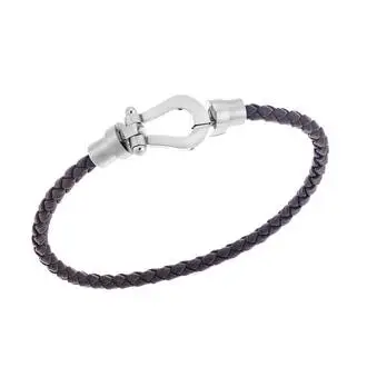 Βραχιόλι Senza Men&#039;s Steel Brown Leather Strap