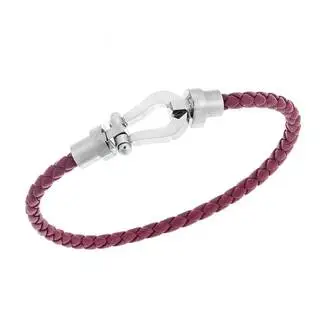 Βραχιόλι Senza Men&#039;s Steel Red Leather Strap