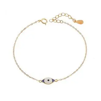 Βραχιόλι Senza Silver 925 Gold Plated, Μάτι με σμάλτο