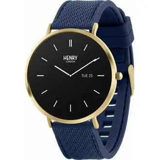 HENRY LONDON Smartwatch Gold & Navy Silicone HLS65-0012