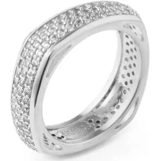 GUESS STEEL Infinity Ασημένιο Δαχτυλίδι Με Ζιργκόν JUBR04675JWRH