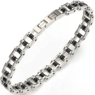GUESS STEEL Race Δίχρωμο Βραχιόλι 21cm JUMB04410JWSTGMT-U