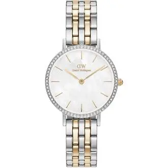 DANIEL WELLINGTON Petite Petite Lumine Bezel 5-Link Two-Tone MOP DW00100665
