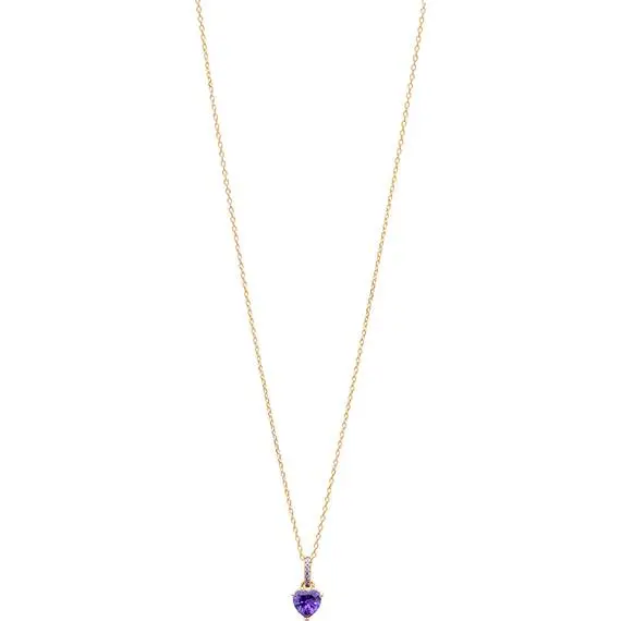 PRINCESILVERO Κολιέ Χρυσό Καρδιά Με Πέτρα Amethyst Από Ασήμι 925 45cm 3A-KD543-3A