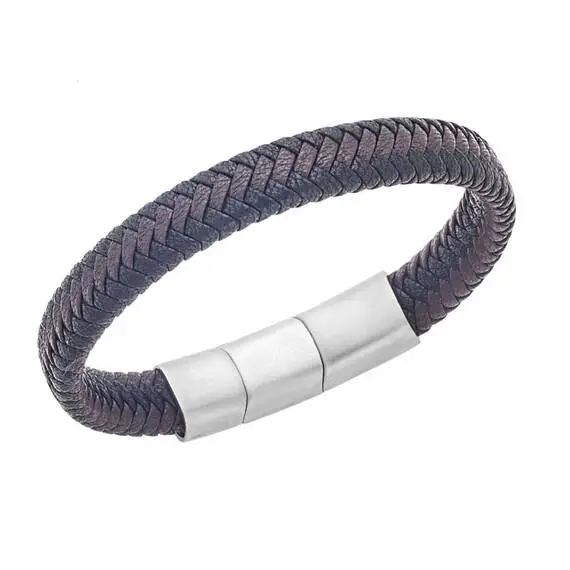 Βραχιόλι Senza Men&#039;s Stainless Steel - Black &amp; Brown Leather Strap