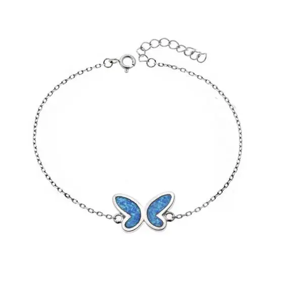 Βραχιόλι Senza από ασήμι 925, πεταλούδα με Opal