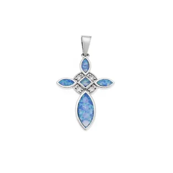 Μοτίφ Senza από ασήμι 925, Σταυρός με Opal και ζιργκόν