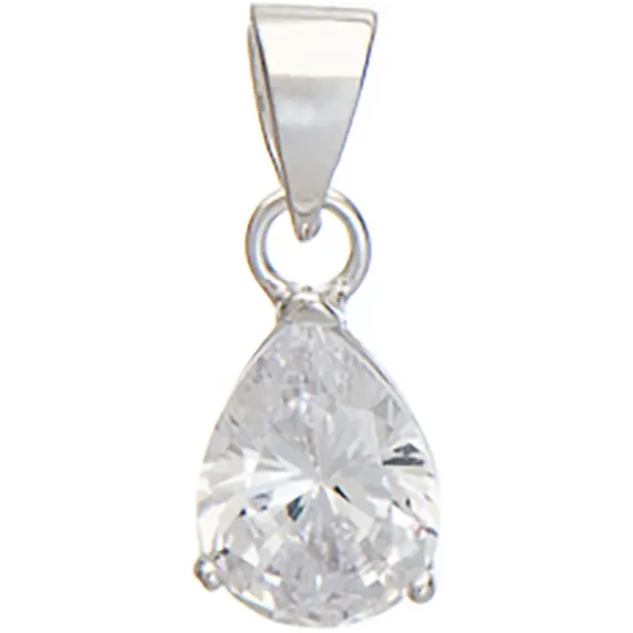 PRINCESILVERO Μενταγιόν Μονόπετρο Δάκρυ 6mmx8mm Από Ασήμι 925 5TV-MD007-1