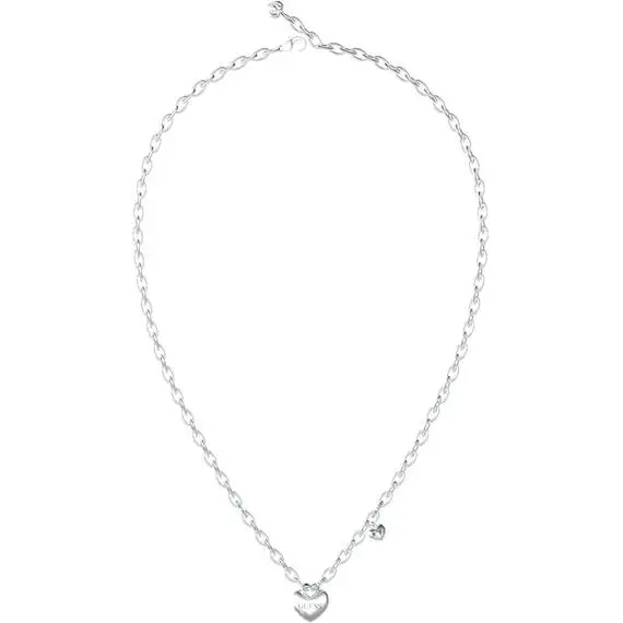 GUESS STEEL Crazy In Love Ασημένιο Κολιέ Με Καρδιά 40.7cm-45.7cm JUBN05216JWRHT-U