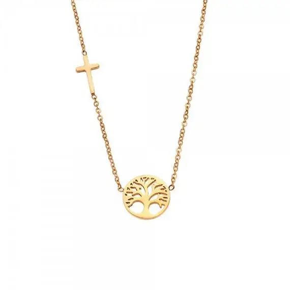 SENZA Steel Gold Plated Necklace SSD3386GD