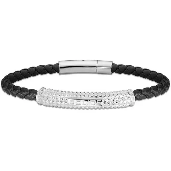 POLICE Hardware Leather Stainless Steel Bracelet 21cm PEAGB2214901