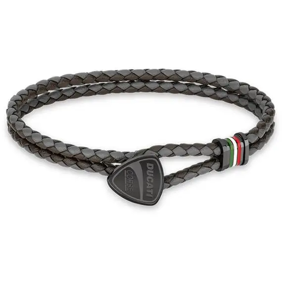 DUCATI Scudetto Leather Stainless Steel Bracelet DTAGB2137505