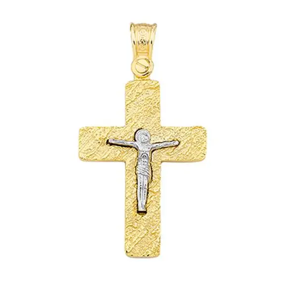 ALORO Two Tone Gold Cross 14K ΚTX588
