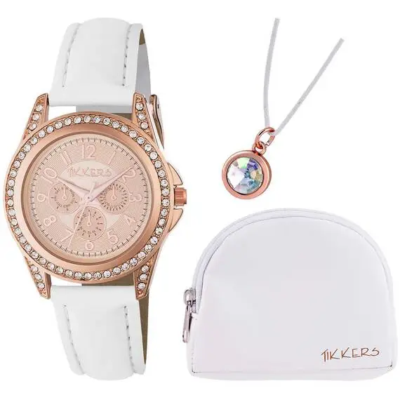TIKKERS Girls White Strap Stone Set ATK1018