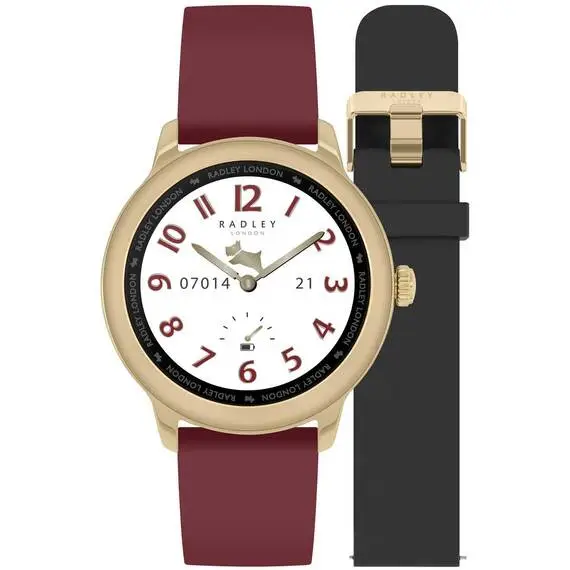 RADLEY LONDON Series 07 Smartwatch Gold and Black-Burgundy Silicone RYS07-2070-SET