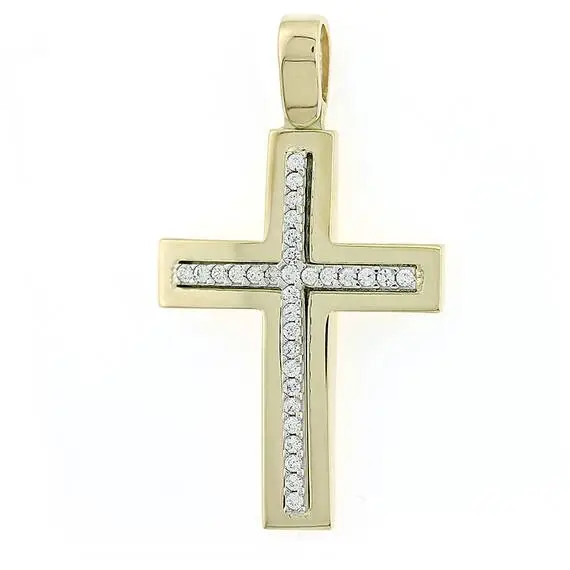 KALOUSTIAN Σταυρός Σε Κίτρινο Χρυσό 14K Με Πέτρες 5ΔΟ.01.467ΣΤ