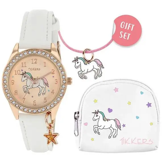 TIKKERS Girls Unicorn White Strap Stone Set Με Κολιέ Και Τσαντάκι ATK1063