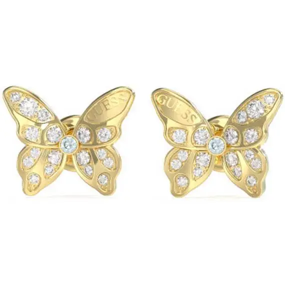 GUESS STEEL Chrysalis Χρυσά Σκουλαρίκια Πεταλούδες Με Ζιργκόν JUBE04108JWYGT-U
