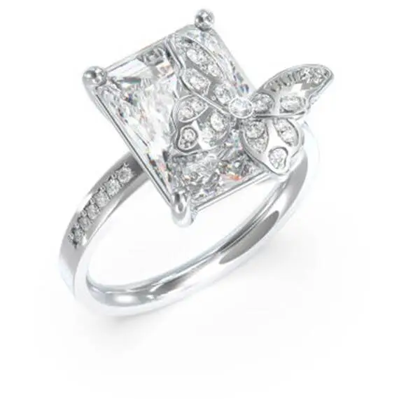 GUESS STEEL Chrysalis Ασημένιο Δαχτυλίδι Με Πεταλούδα Και Ζιργκόν JUBR04100JWRH