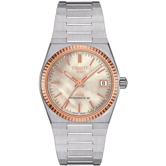 TISSOT PRX 35mm Powermatic 80 18K Rose Gold Bezel T9312074111100