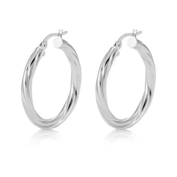 GUESS STEEL Hoops I Did It Again Ασημένια Σκουλαρίκια Κρίκοι 2.5cm JUBE04188JWRHT-U