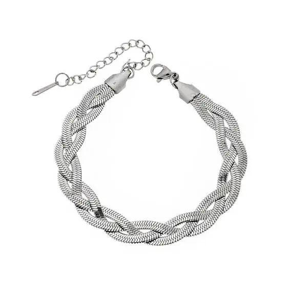 Βραχιόλι Senza Steel, πλεξούδα με τριπλή αλυσίδα