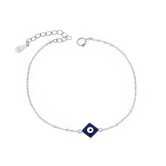 Βραχιόλι Senza Silver 925, Ματάκι με μπλε σμάλτο