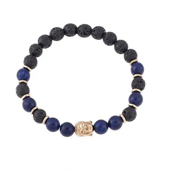 Βραχιόλι Senza Men&#039;s Black Lava &amp; Lapis Lazuli