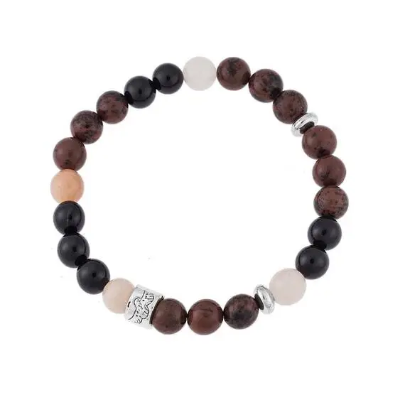 Βραχιόλι Senza Men&#039;s Multicolor Mahogany Obsidian, Onyx &amp; Agate