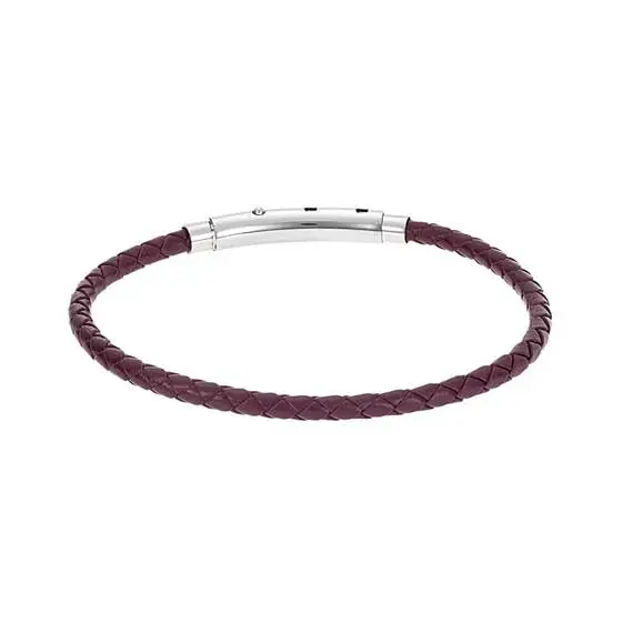 Βραχιόλι Senza Men&#039;s Steel Brown Leather Strap