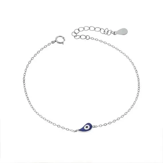 Βραχιόλι Senza Silver 925, ματάκι με μπλε σμάλτο