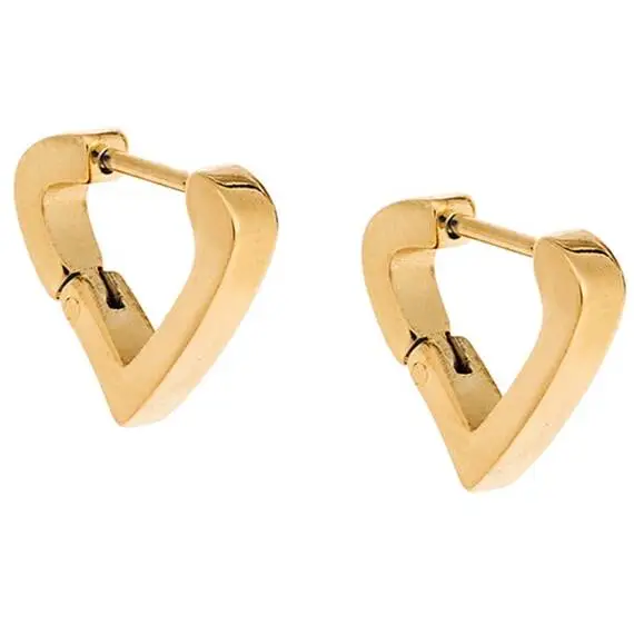 Σκουλαρίκια Κρίκοι Καρδιά SENZA Gold Plated Steel 1.4 cm