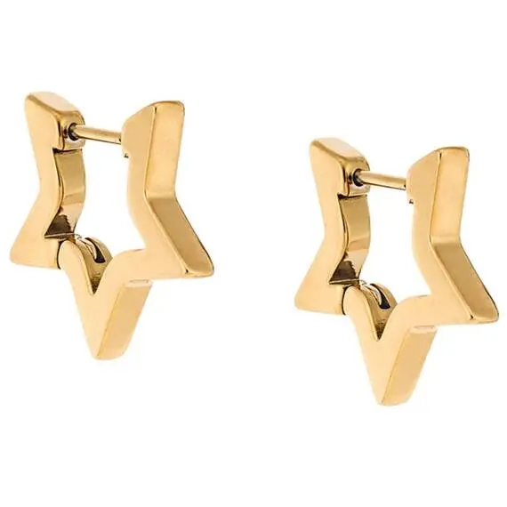 Σκουλαρίκια Κρίκοι Αστέρι SENZA Gold Plated Steel 1.9 cm