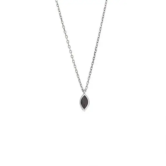 Μενταγιόν Senza Silver 925, φύλλο με μαύρο ζιργκόν