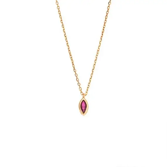 Μενταγιόν Senza Silver 925 Gold Plated, φύλλο με φούξια ζιργκόν