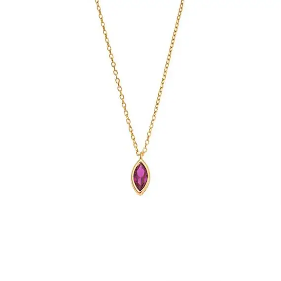 Μενταγιόν Senza Silver 925 Gold Plated, φύλλο με φούξια ζιργκόν