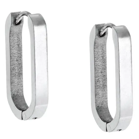 Σκουλαρίκια Κρίκοι Οβάλ SENZA Steel 2x1.2 cm