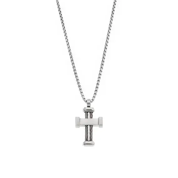 Κολιέ Senza Men&#039;s Steel, Σταυρός από Ατσάλι