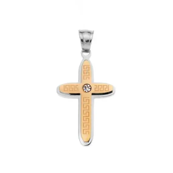 Μοτίφ Senza Men&#039;s Steel, Δίχρωμος Σταυρός από ατσάλι
