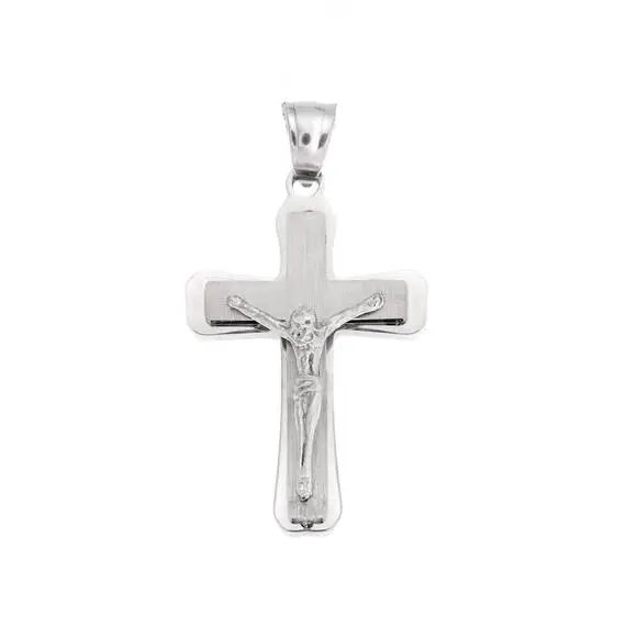 Μοτίφ Senza Men&#039;s Steel, Σταυρός με τον Εσταυρωμένο, από ατσάλι