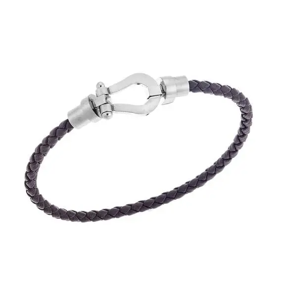 Βραχιόλι Senza Men&#039;s Steel Brown Leather Strap